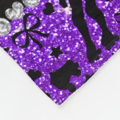Aangepaste naam indigo glitter paarse roller derby fleece deken (Hoek)