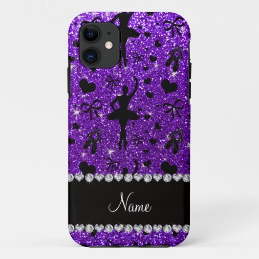 Aangepaste naam indigo paarse glitter ballerinas Case-Mate iPhone case (Achterkant)