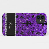 Aangepaste naam indigo paarse glitter ballerinas Case-Mate iPhone case (Achterkant (horizontaal))