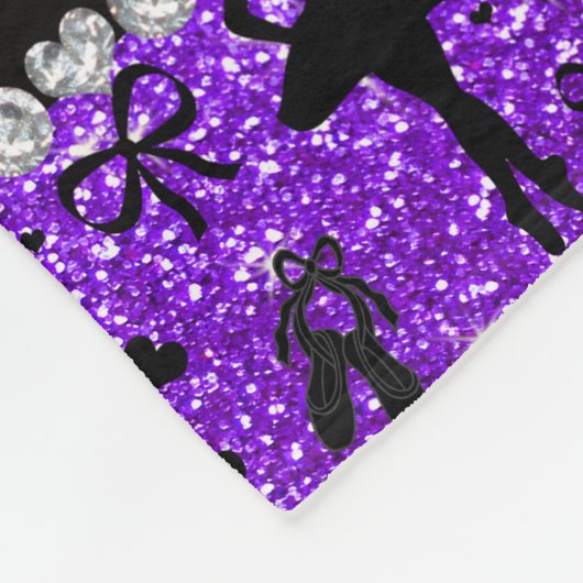 Aangepaste naam indigo paarse glitter ballerinas fleece deken (Hoek)