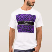 Aangepaste naam indigo paarse glitter leopard prin t-shirt (Voorkant)