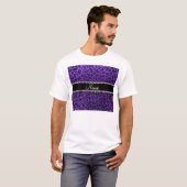 Aangepaste naam indigo paarse glitter leopard prin t-shirt (Voorkant volledig)