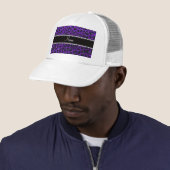 Aangepaste naam indigo paarse glitter leopard prin trucker pet (In situ)