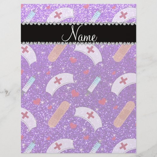 Aangepaste naam indigo paarse glitter verpleegster flyer (Voorkant)