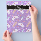 Aangepaste naam indigo paarse glitter verpleegster flyer (Hand)