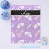 Aangepaste naam indigo paarse glitter verpleegster flyer (Enkel)