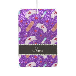 Aangepaste naam indigo paarse glitter verpleegster luchtverfrisser