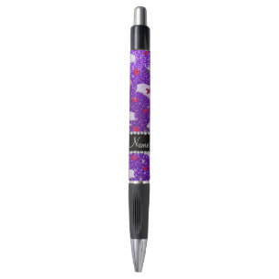 Aangepaste naam indigo paarse glitter verpleegster pen