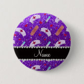Aangepaste naam indigo paarse glitter verpleegster ronde button 5,7 cm (Voorkant)