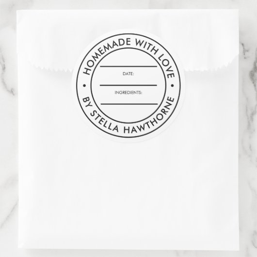 Aangepaste naam ingrediënten datum zelfgemaakt met ronde sticker (Tas)
