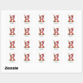 Aangepaste naam initiaal B rendier kerstmuts Vierkante Sticker (Vel)