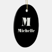 Aangepaste naam Initiaal Effen kleur Zwart Keramisch Ornament (Rechts)