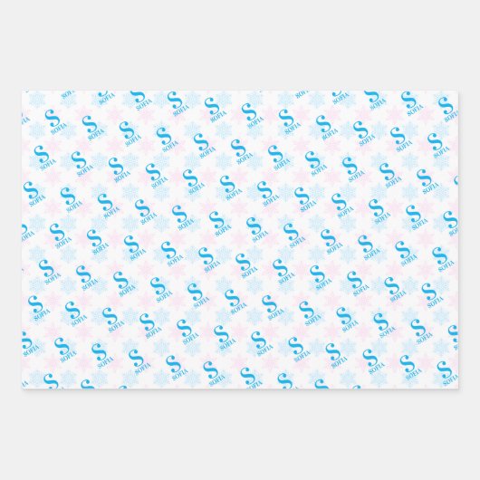 Aangepaste Naam Initiaal Kerstcadeau Inpakpapier Vel (Voorkant 3)