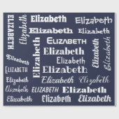 Aangepaste Naam Initiaal Monogram Blauw Wit Gift Cadeaupapier (Vlak)