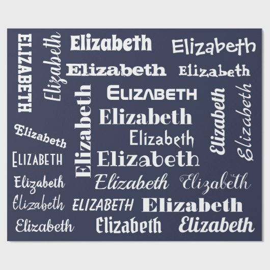 Aangepaste Naam Initiaal Monogram Blauw Wit Gift Cadeaupapier (Vlak)