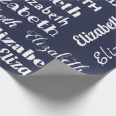 Aangepaste Naam Initiaal Monogram Blauw Wit Gift Cadeaupapier (Hoek)