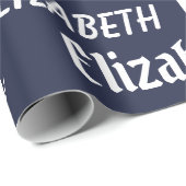Aangepaste Naam Initiaal Monogram Blauw Wit Gift Cadeaupapier (Rol Hoek)