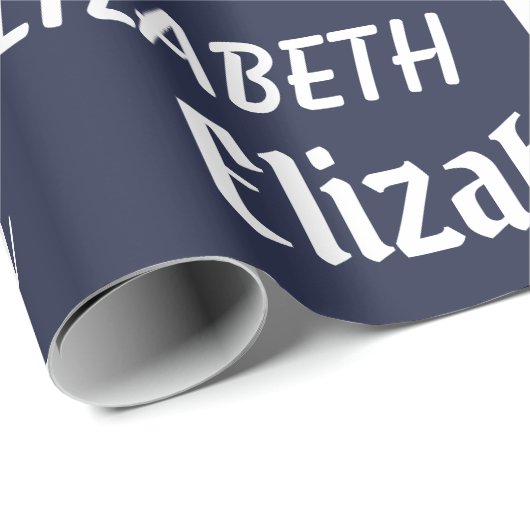 Aangepaste Naam Initiaal Monogram Blauw Wit Gift Cadeaupapier (Rol Hoek)