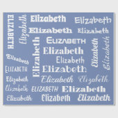 Aangepaste Naam Initiaal Monogram blauw Wit Gift Cadeaupapier (Vlak)