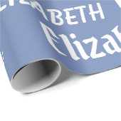 Aangepaste Naam Initiaal Monogram blauw Wit Gift Cadeaupapier (Rol Hoek)