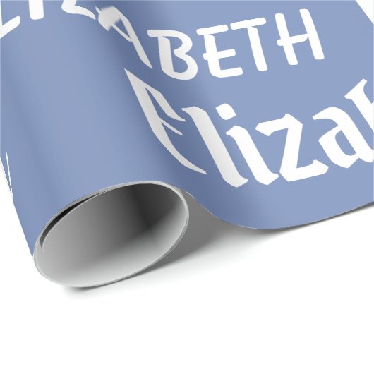 Aangepaste Naam Initiaal Monogram blauw Wit Gift Cadeaupapier (Rol Hoek)