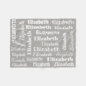 Aangepaste naam Initiaal Monogram grijs witte cade Fleece Deken (Voorkant (Horizontaal))