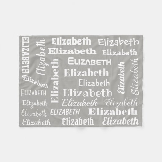 Aangepaste naam Initiaal Monogram grijs witte cade Fleece Deken (Voorkant (Horizontaal))