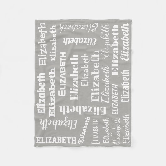 Aangepaste naam Initiaal Monogram grijs witte cade Fleece Deken (Voorkant)