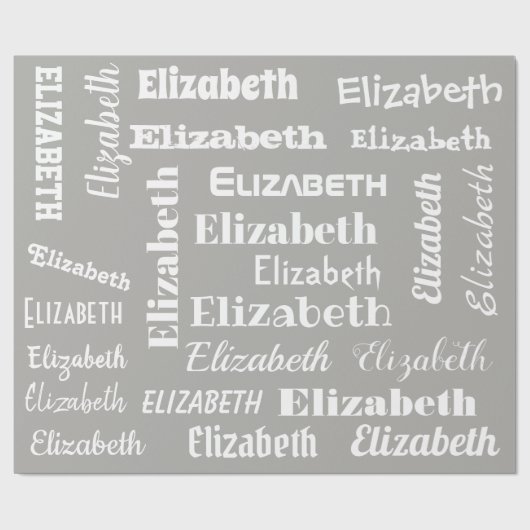 Aangepaste naam Initiaal Monogram grijs Witte Gift Cadeaupapier (Vlak)