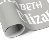 Aangepaste naam Initiaal Monogram grijs Witte Gift Cadeaupapier (Rol Hoek)