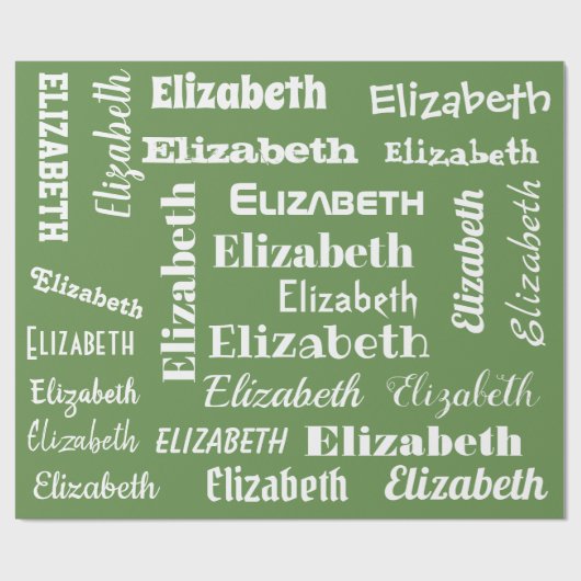 Aangepaste Naam Initiaal Monogram Groen Wit Gift Cadeaupapier (Vlak)