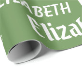 Aangepaste Naam Initiaal Monogram Groen Wit Gift Cadeaupapier (Rol Hoek)