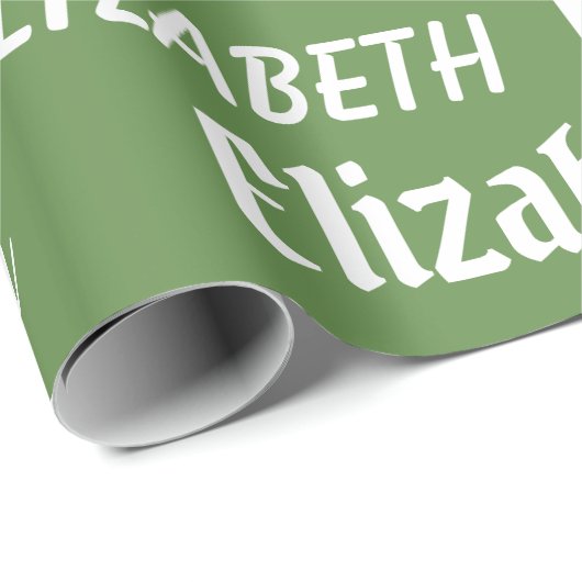 Aangepaste Naam Initiaal Monogram Groen Wit Gift Cadeaupapier (Rol Hoek)