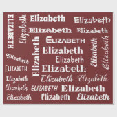 Aangepaste Naam Initiaal Monogram Maroon rood Wit  Cadeaupapier (Vlak)