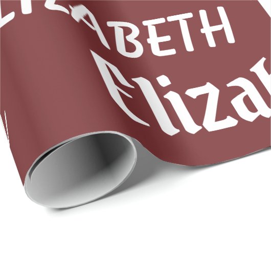 Aangepaste Naam Initiaal Monogram Maroon rood Wit  Cadeaupapier (Rol Hoek)