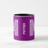 Aangepaste naam, initiaal monogram | Paarse koffie Mok (Midden)
