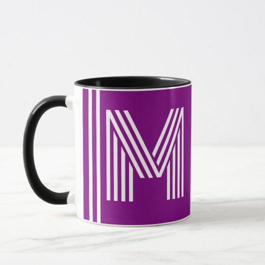 Aangepaste naam, initiaal monogram | Paarse koffie Mok (Links)