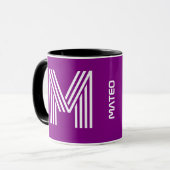 Aangepaste naam, initiaal monogram | Paarse koffie Mok (Voorkant links)