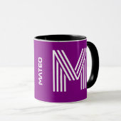 Aangepaste naam, initiaal monogram | Paarse koffie Mok (Voorkant rechts)