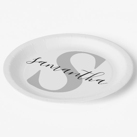 Aangepaste naam Initiaal monogram Papieren Bordje (Gekanteld)