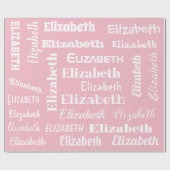 Aangepaste naam Initiaal Monogram roze witte cadea Cadeaupapier (Vlak)