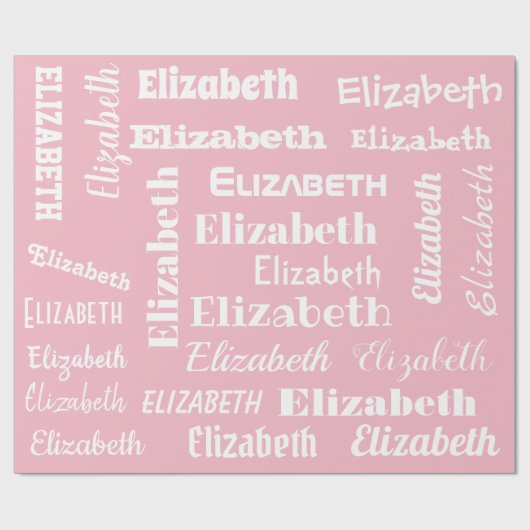 Aangepaste naam Initiaal Monogram roze witte cadea Cadeaupapier (Vlak)