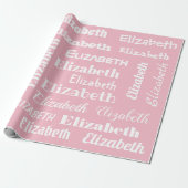 Aangepaste naam Initiaal Monogram roze witte cadea Cadeaupapier (Uitgerold)