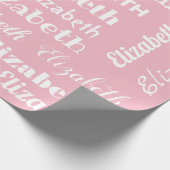 Aangepaste naam Initiaal Monogram roze witte cadea Cadeaupapier (Hoek)