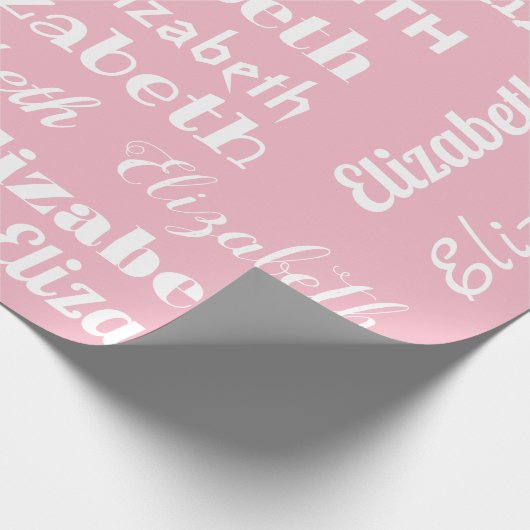 Aangepaste naam Initiaal Monogram roze witte cadea Cadeaupapier (Hoek)