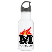 Aangepaste naam initiaal monogram vlammende tekst waterfles  (Voorkant)