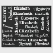 Aangepaste Naam Initiaal Monogram Zwart Wit Gift Cadeaupapier (Vlak)