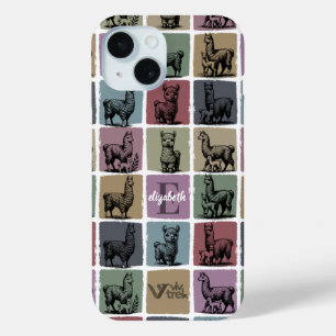 Aangepaste naam initiaal vintage lama alpaca retro iPhone 15 case