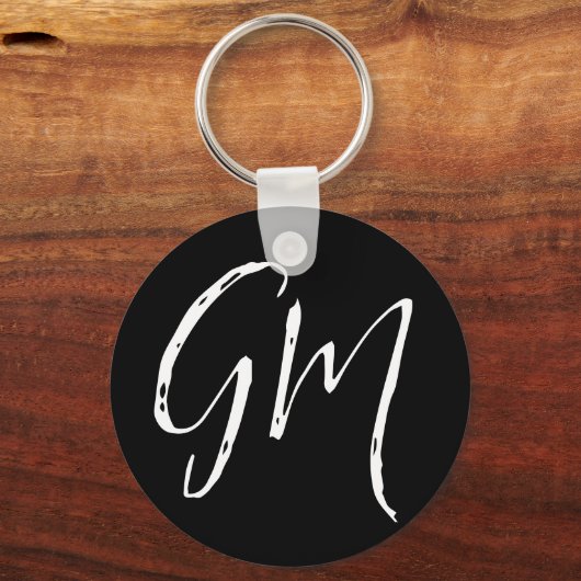 Aangepaste naam Initialen gepersonaliseerd in twee Sleutelhanger (Achterkant)