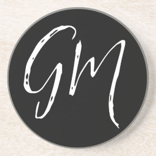 Aangepaste naam Initialen gepersonaliseerd in twee Zandsteen Onderzetter